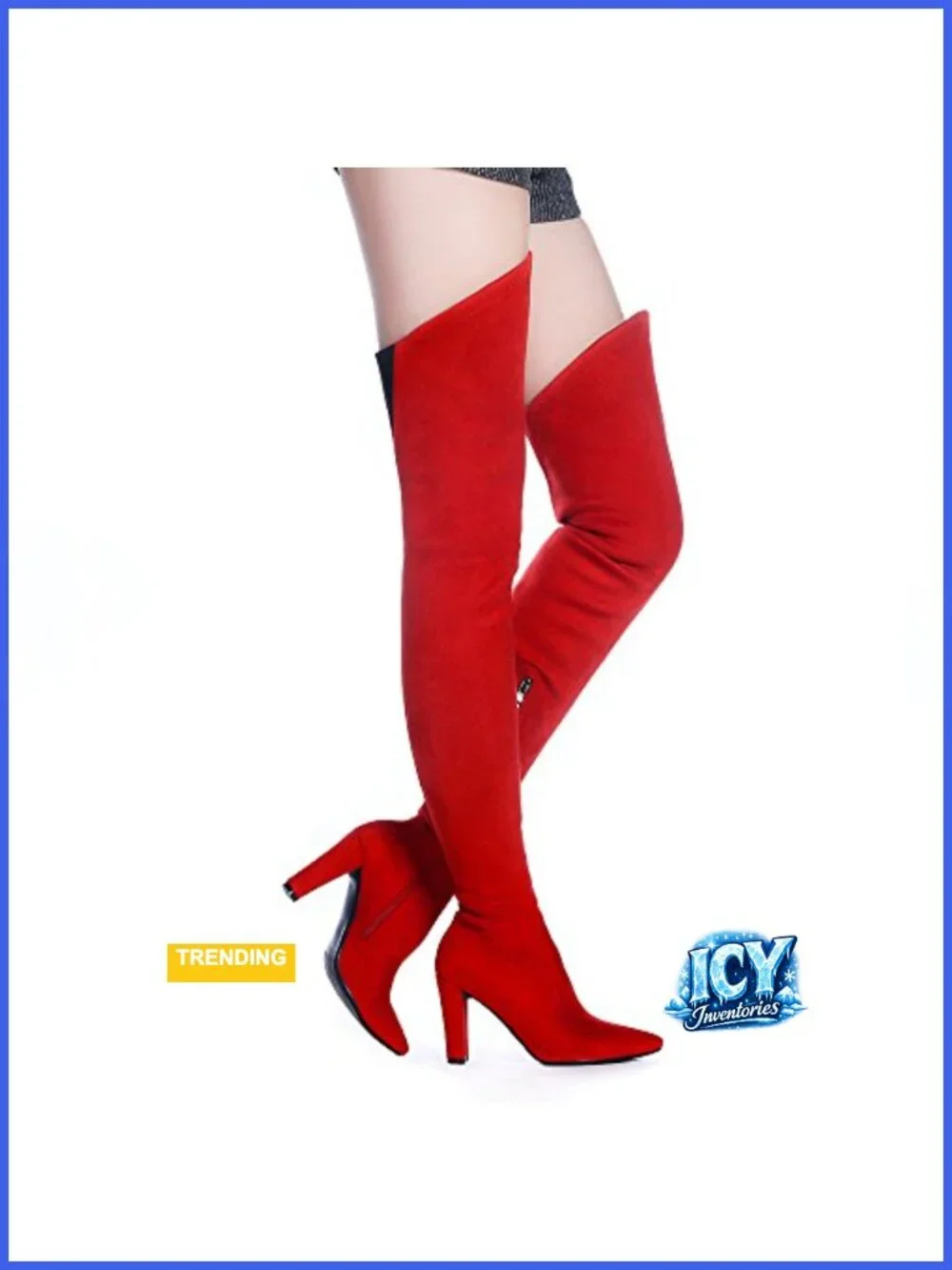 Stretch Suede Chunky Heel Over The Knee Boots Thigh High